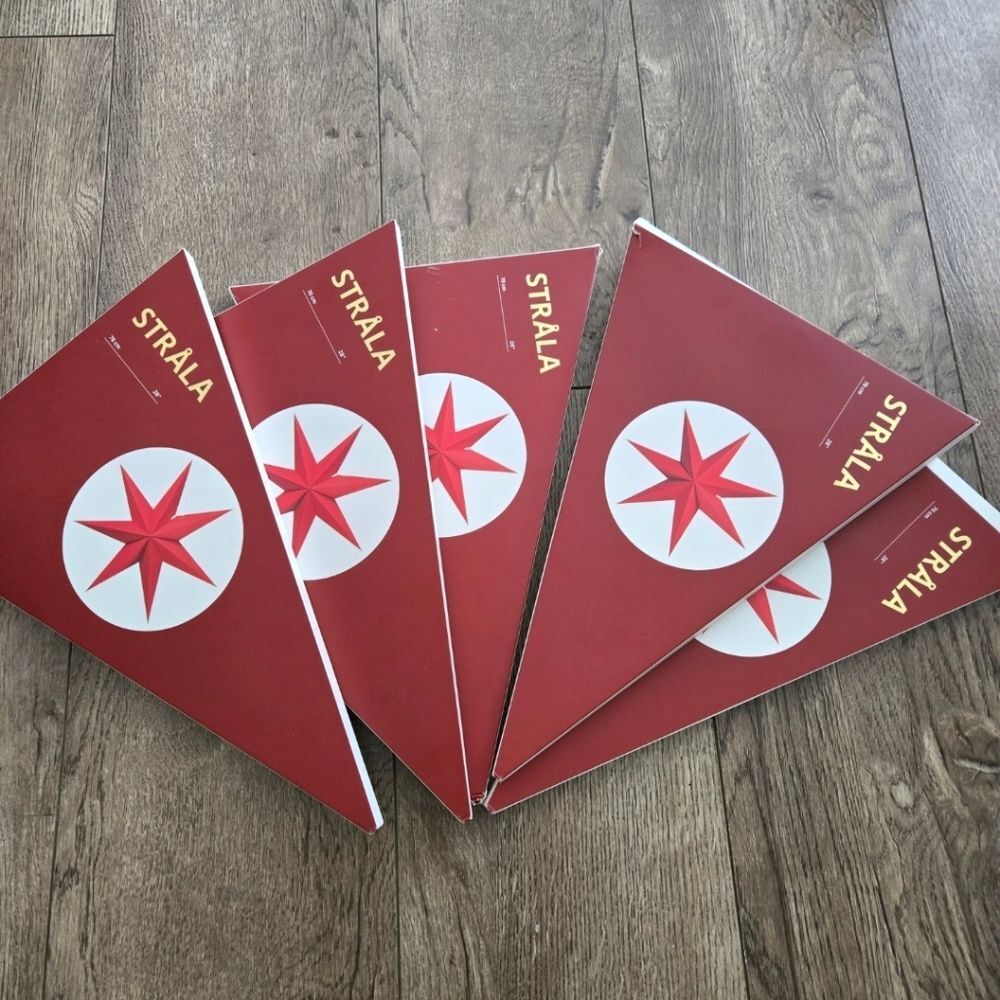 IKEA STRÅLA Red Star Lanterns 35” Set of 5 – Scandinavian Christmas Decor